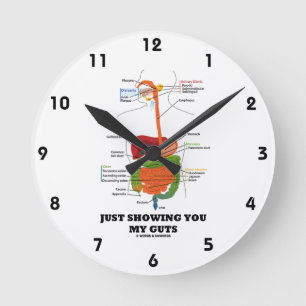 Just Showing You My Guts (Digestive System Humour) Round Clock