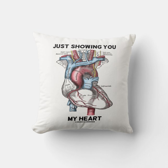 Just Showing You My Heart (Anatomical Heart) Cushion (Front)