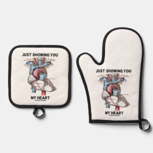 Just Showing You My Heart (Anatomical Heart) Oven Mitt & Pot Holder Set