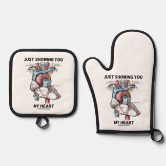 Just Showing You My Heart (Anatomical Heart) Oven Mitt & Pot Holder Set