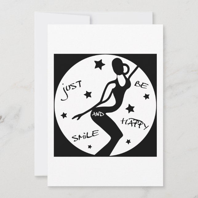Just Smile And Be Happy, Funny Stick woman Holiday Card (Front)