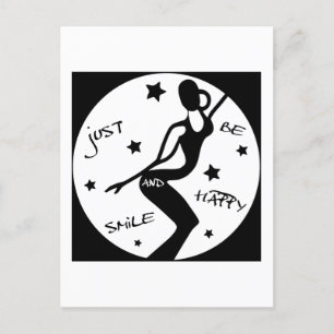 Just Smile And Be Happy, Funny Stick woman Postcard
