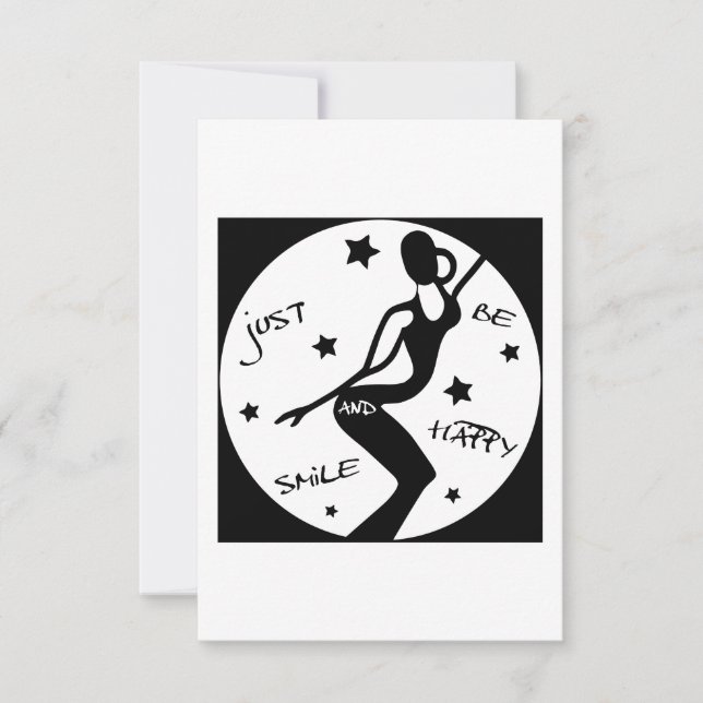 Just Smile And Be Happy, Funny Stick woman Thank You Card (Front)