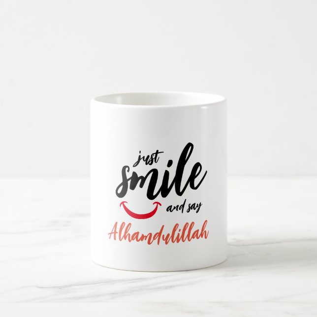 Just smile and say alhamdulillah coffee mug (Center)