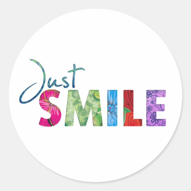 Just Smile Happy Quote 01 Classic Round Sticker (Front)