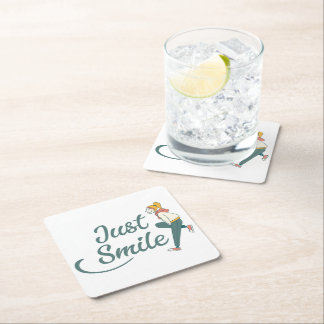 Just Smile Square Paper Coaster