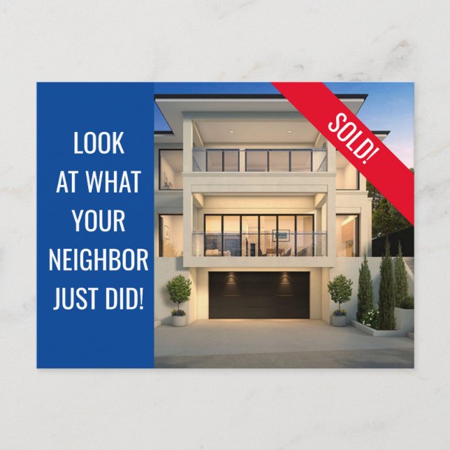 Just Sold - Fun Postcard - Blue (Front)