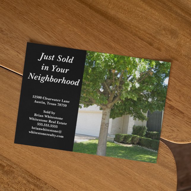 Just Sold Real Estate House Custom Photo Black Postcard (Creator Uploaded)