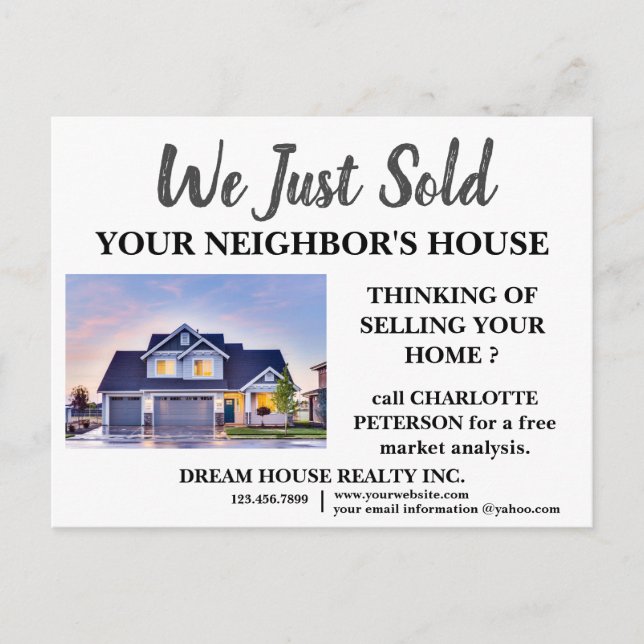 Just Sold Real Estate Marketing  Postcard (Front)
