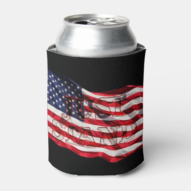 JUST STAND, AMERICAN FLAG CAN COOLER (Can Front)