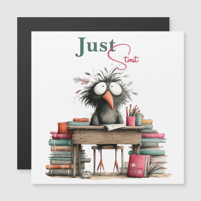 Just Start Quirky Bird Student Desk Card (Front/Back)