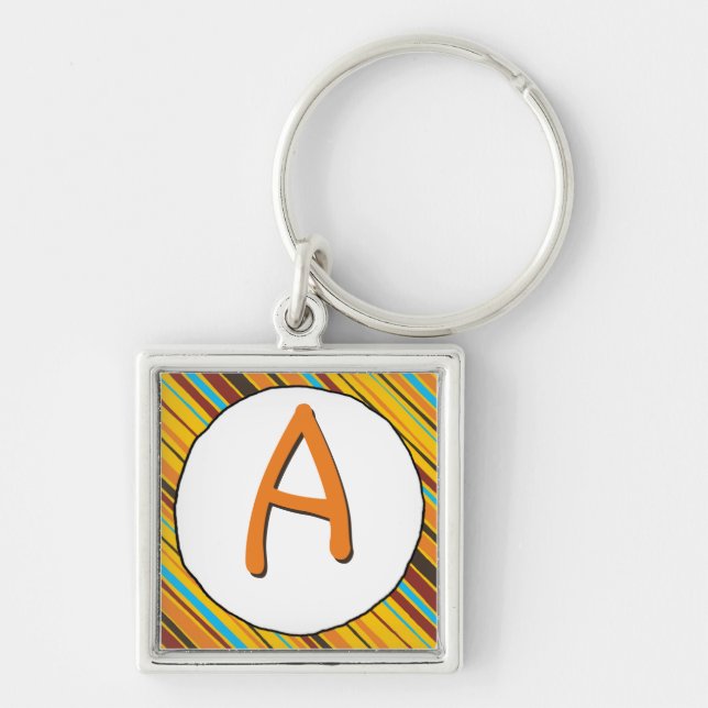 Just Stripes Monogram Keychain (Front)