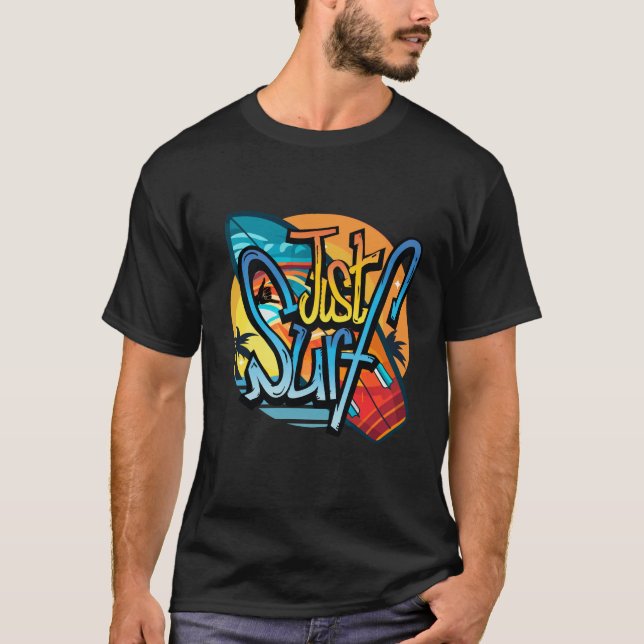 Just Surf Retro Summer – Vintage Surfboard T-Shirt (Front)