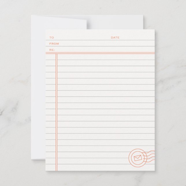 Just the Facts Stationery - Tangerine Card (Front)