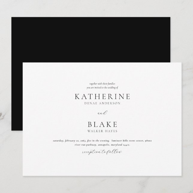 Just the Two of Us Modern B/W Wedding Invitation (Front/Back)