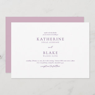 Just the Two of Us Modern Lavender Wedding Invita Invitation