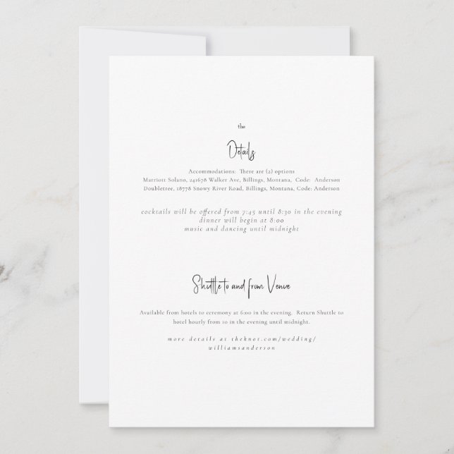 Just the Two of Us Wedding Detail Invitation (Front)