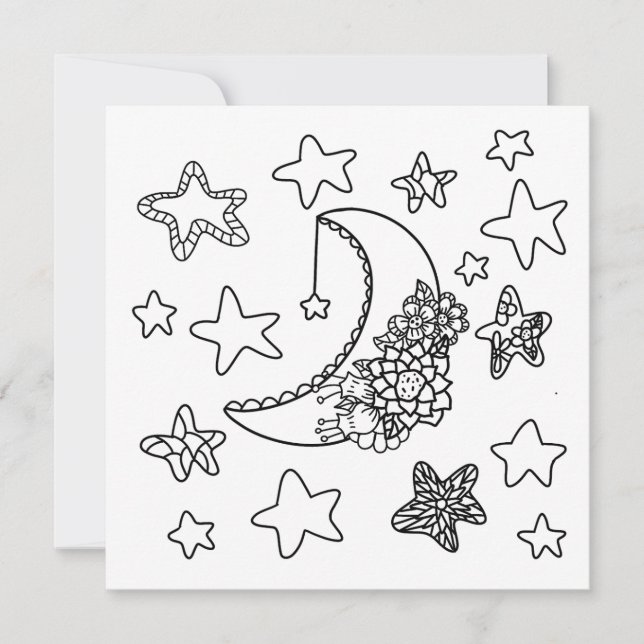 Just Thinking About You | Adult Colouring Card (Front)