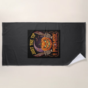 Just Tip Premise Halloween Pumpkin Bloody Knives_1 Beach Towel