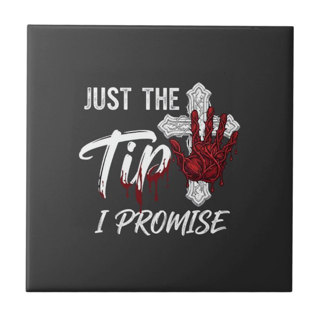 Just Tip Promise Halloween Bloody Hand Cross Tile (Front)