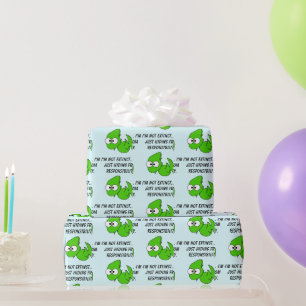 Just Tired Funny Dragon or Pterodactyl Cartoon Wrapping Paper