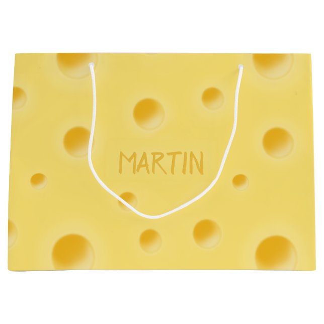 Just Too Cheesy! Personalised Swiss Cheese Large Large Gift Bag (Front)