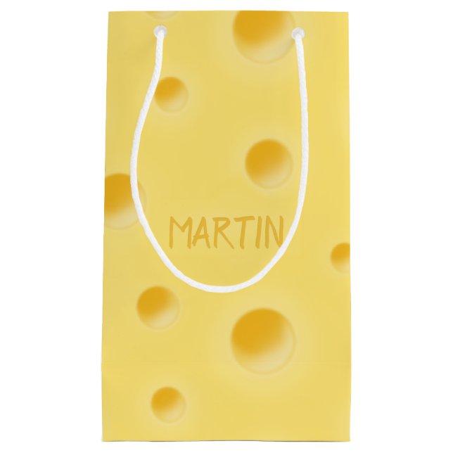 Just Too Cheesy! Personalised Swiss Cheese Small Small Gift Bag (Front)