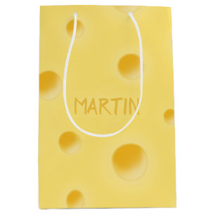 Just Too Cheesy! Personalized Swiss Cheese Medium Gift Bag