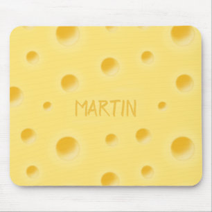 Just Too Cheesy! Swiss Cheese Personalised Name Mouse Mat