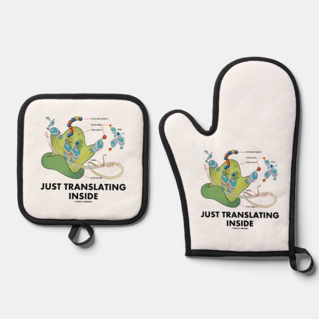 Just Translating Inside Protein Synthesis Humour Oven Mitt & Pot Holder Set (Front)