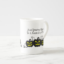 "Just Treating Myself to Tea" Jack O' Lantern Bone China Mug