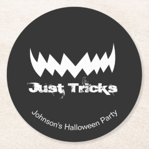 Just Tricks Evil Smile Halloween Round Paper Coaster
