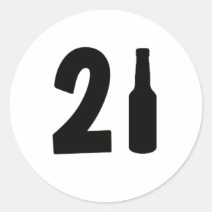 Just Turned 21 Beer Bottle 21st Birthday Classic Round Sticker