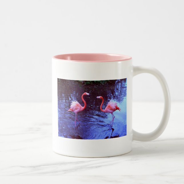 Just two flamingos Two-Tone coffee mug (Right)