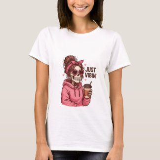 Just Vibin' Aesthetic Girl With Headphones T-Shirt