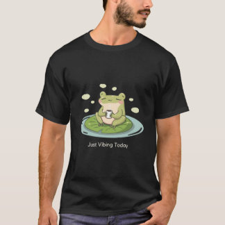 Just Vibing Today Chill Frog Aesthetic T-Shirt