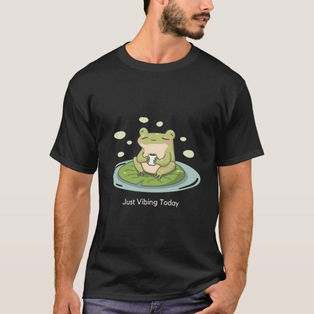 Just Vibing Today Chill Frog Aesthetic T-Shirt (Front)
