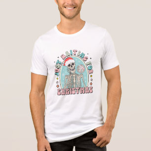 Just Waiting For Christmas Retro Skeleton  Tri-Blend Shirt
