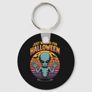Just Waiting For Halloween Alien Vibes  Key Ring