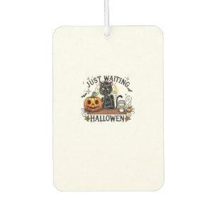 Just Waiting For Halloween Black Cat Lady Ice Coff Car Air Freshener