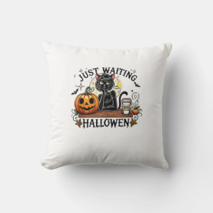 Just Waiting For Halloween Black Cat Lady Ice Coff Cushion