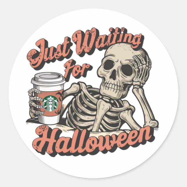 JUST WAITING FOR HALLOWEEN CLASSIC ROUND STICKER (Front)