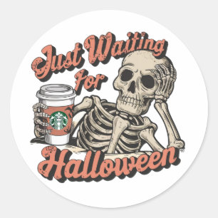 JUST WAITING FOR HALLOWEEN CLASSIC ROUND STICKER