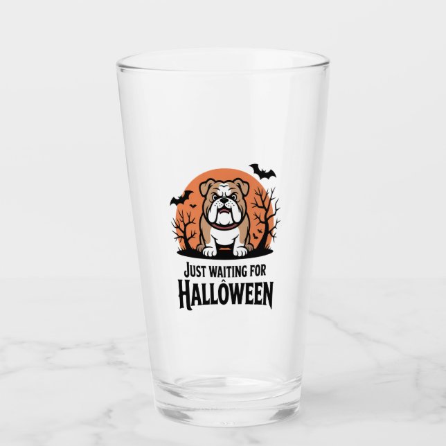 Just Waiting for Halloween Dog Glass (Front)