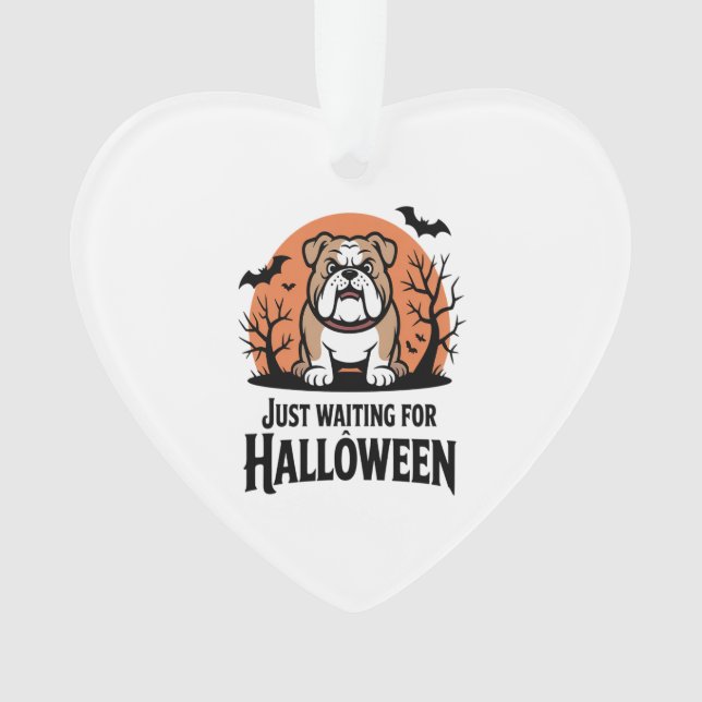 Just Waiting for Halloween Dog Ornament (Front)