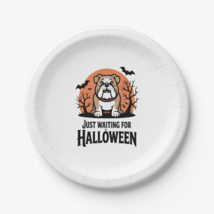 Just Waiting for Halloween Dog Paper Plate