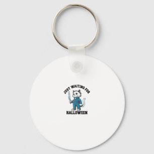 Just Waiting For Halloween, Funny Cat Horror Hallo Key Ring