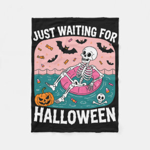Just Waiting For Halloween Funny Sarcastic Humour Fleece Blanket