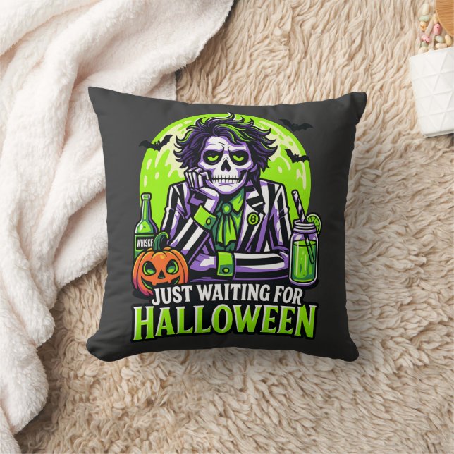 Just Waiting for Halloween – Funny Spooky Season Cushion (Blanket)
