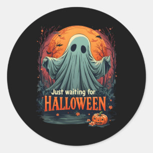 Just Waiting For Halloween Funny Spooky Season Gra Classic Round Sticker